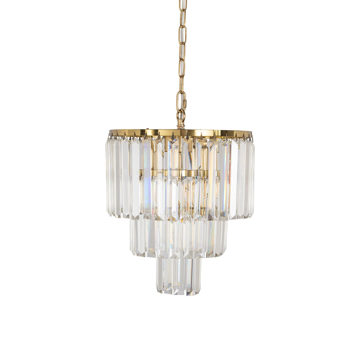Celestial 4 Light 3 Tier Crystal Glass Chandelier Satin Brass & Clear - 1001598