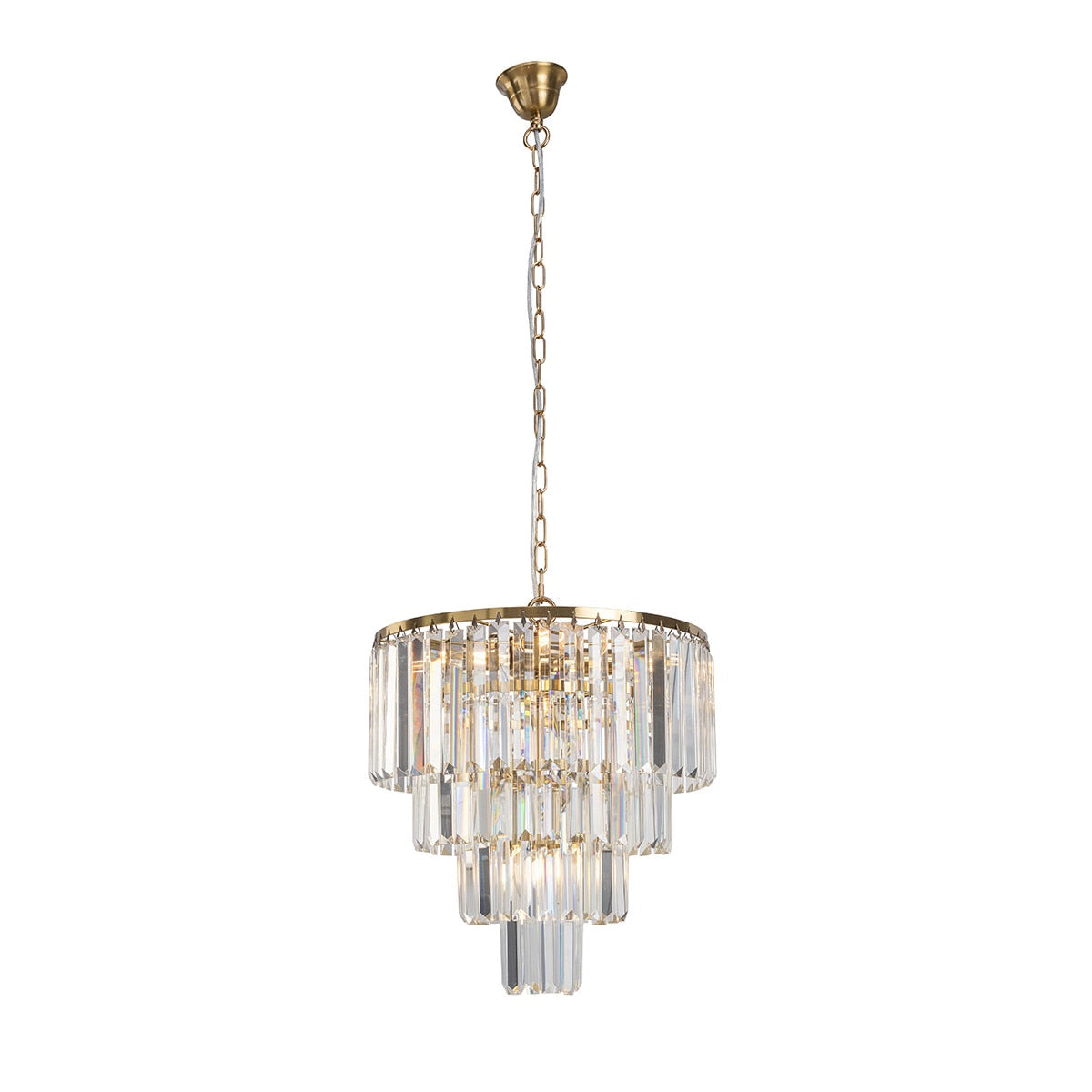 Celestial 5 Light 4 Tier Crystal Glass Chandelier Satin Brass & Clear - 1001599