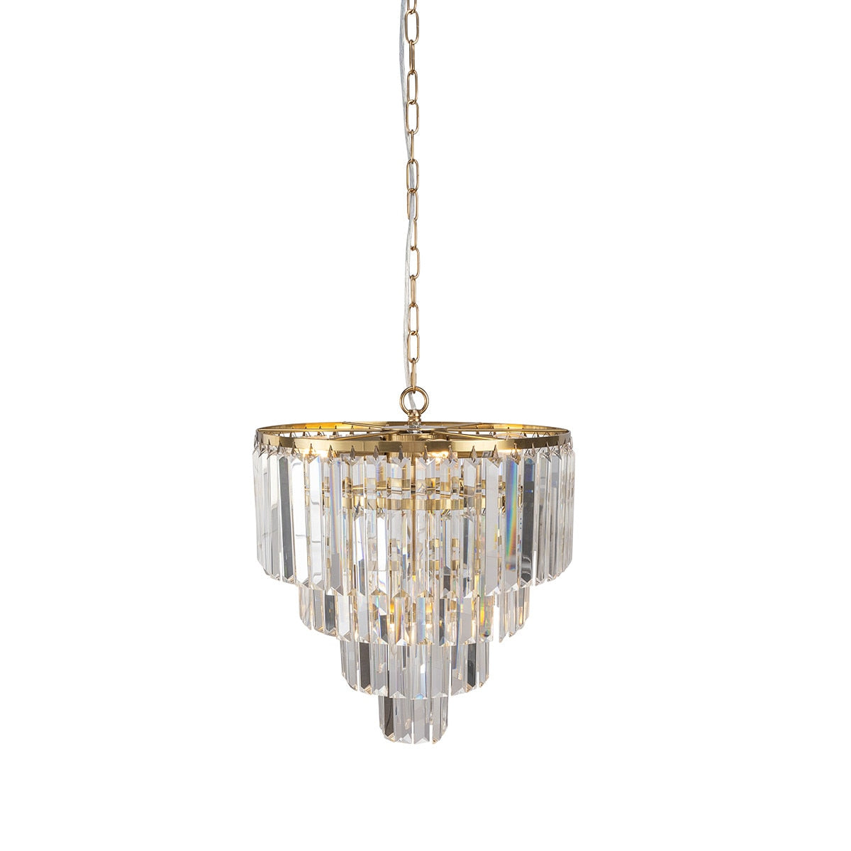 Celestial 5 Light 4 Tier Crystal Glass Chandelier Satin Brass & Clear - 1001599