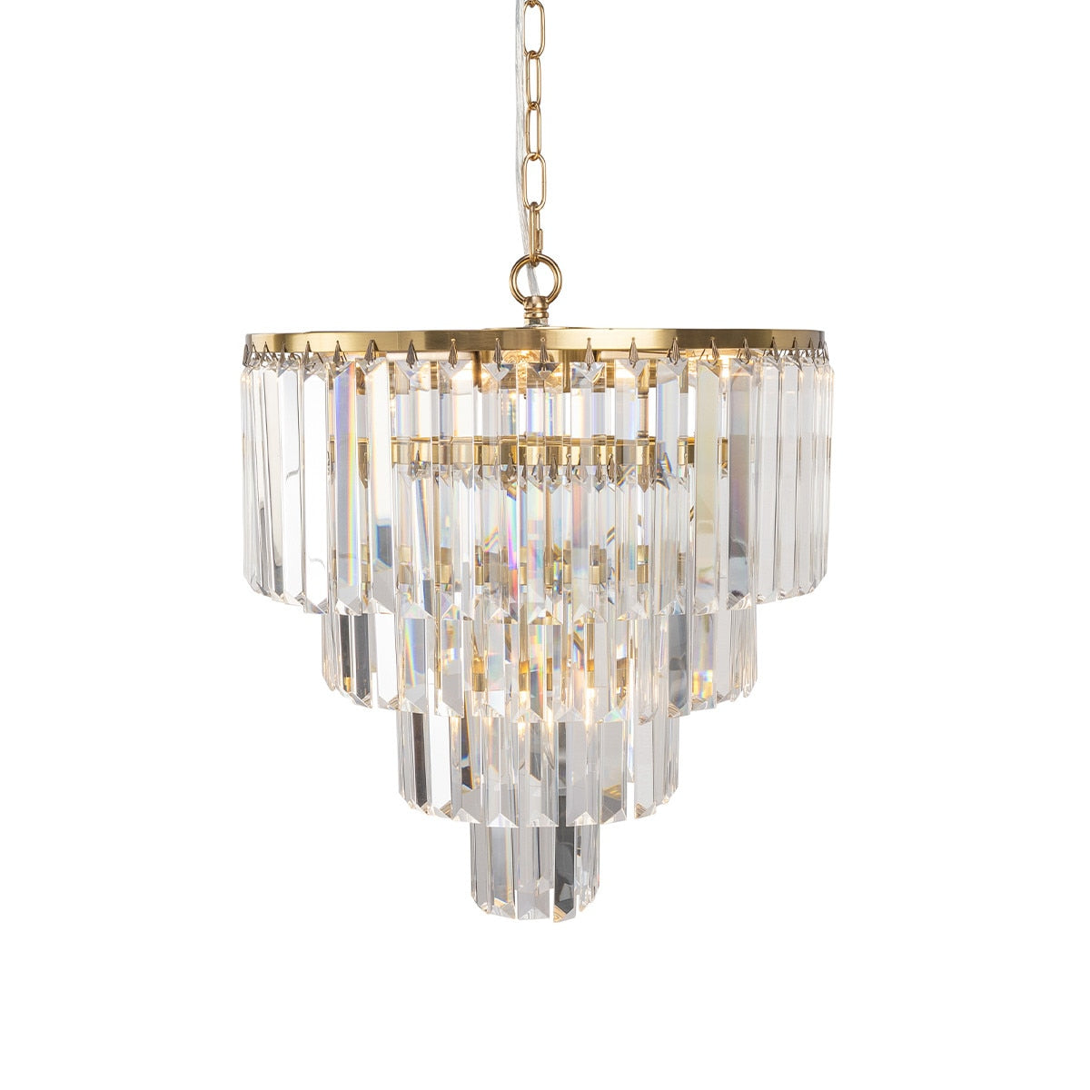 Celestial 5 Light 4 Tier Crystal Glass Chandelier Satin Brass & Clear - 1001599