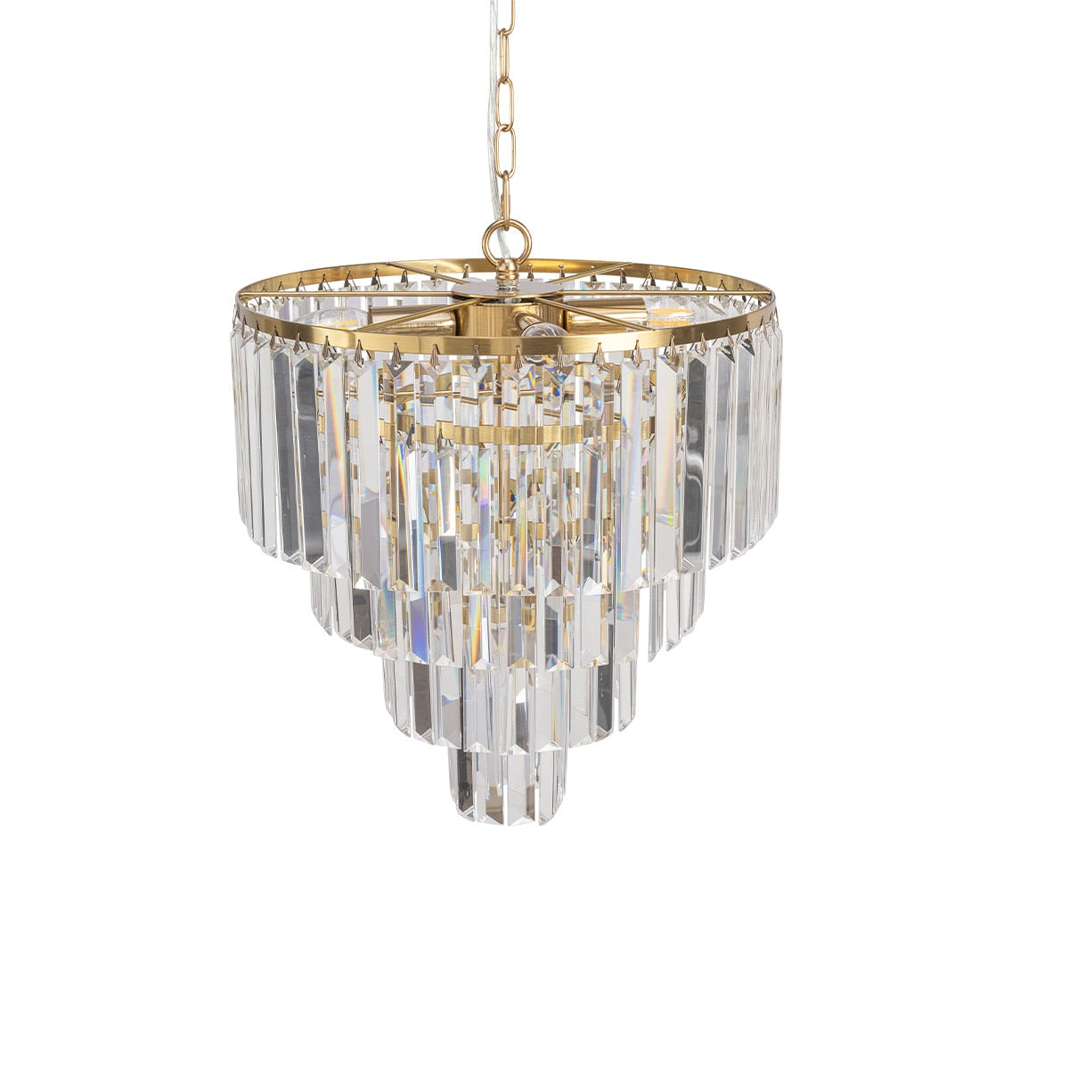Celestial 5 Light 4 Tier Crystal Glass Chandelier Satin Brass & Clear - 1001599