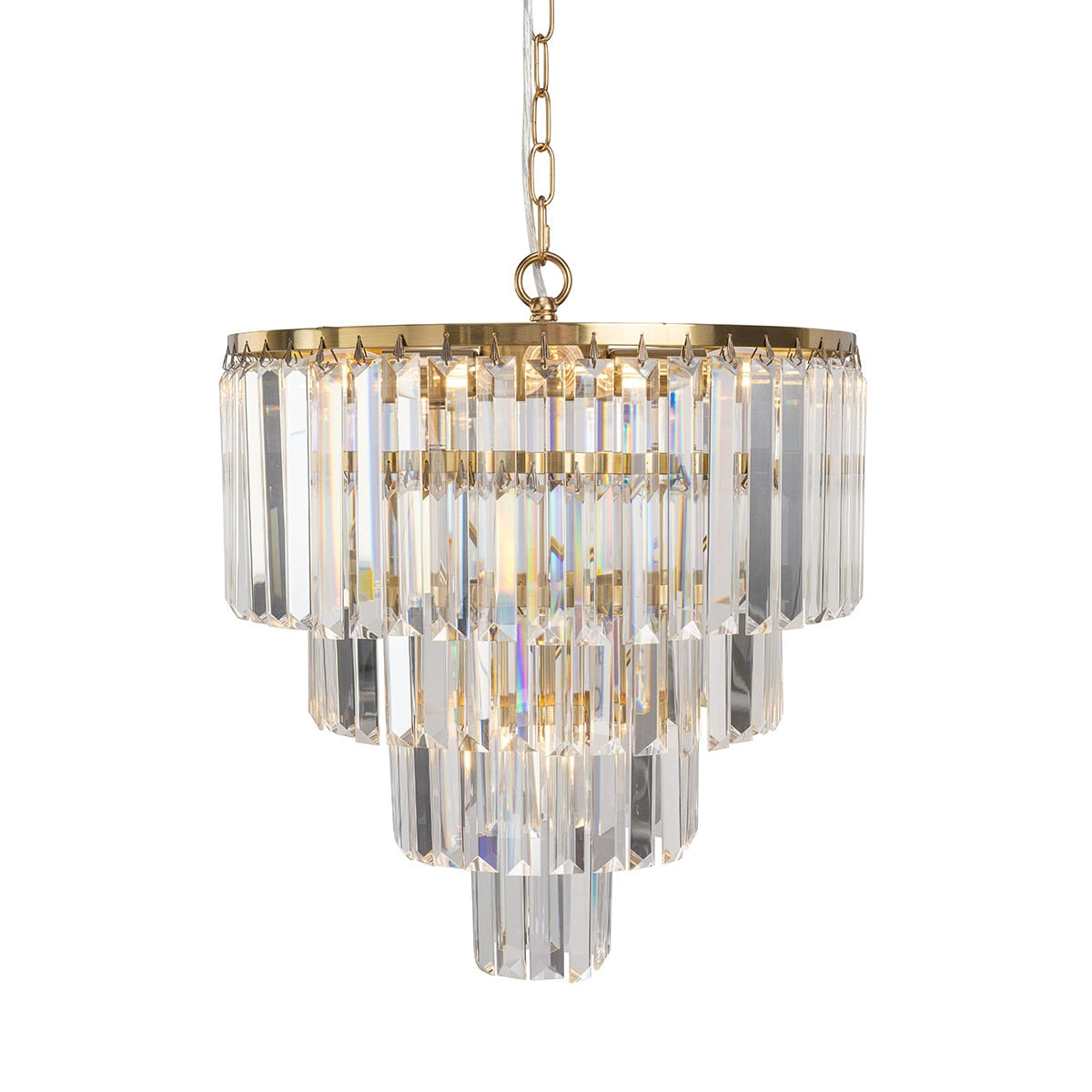 Celestial 5 Light 4 Tier Crystal Glass Chandelier Satin Brass & Clear - 1001599