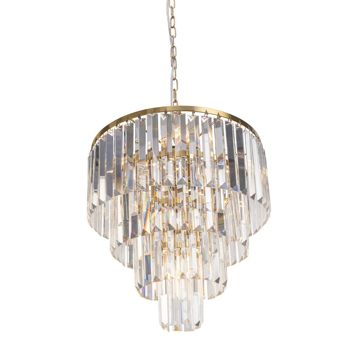 Celestial 5 Light 4 Tier Crystal Glass Chandelier Satin Brass & Clear - 1001599