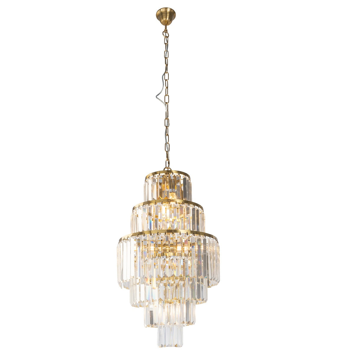 Celestial 9 Light 6 Tier Crystal Glass Chandelier Satin Brass & Clear - 1001600
