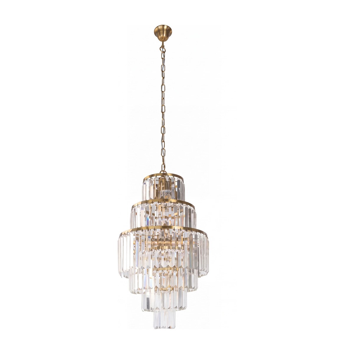 Celestial 9 Light 6 Tier Crystal Glass Chandelier Satin Brass & Clear - 1001600