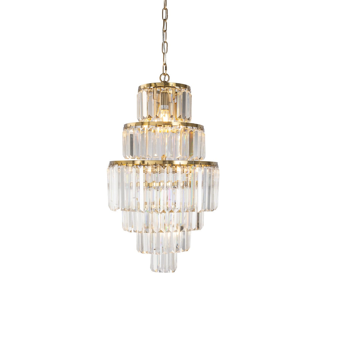 Celestial 9 Light 6 Tier Crystal Glass Chandelier Satin Brass & Clear - 1001600