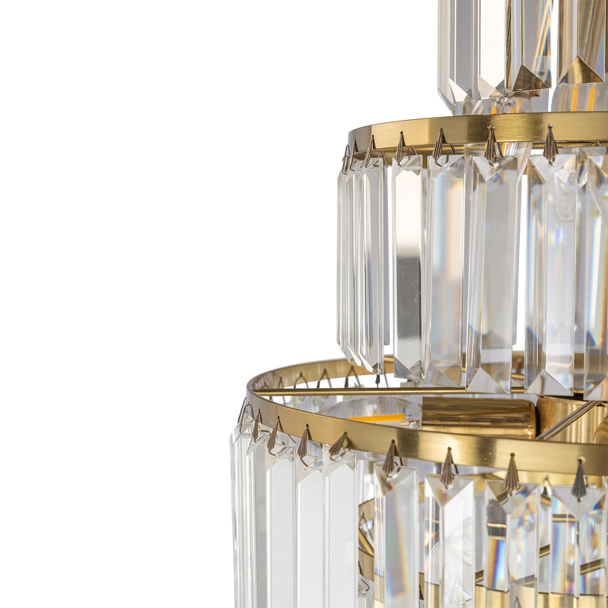 Celestial 9 Light 6 Tier Crystal Glass Chandelier Satin Brass & Clear - 1001600