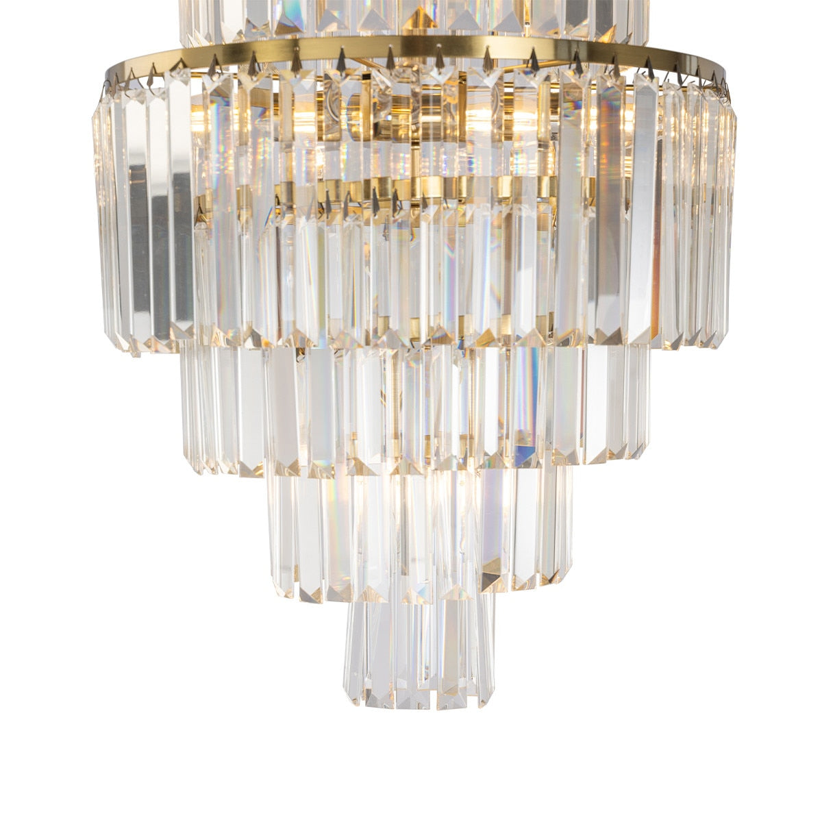 Celestial 9 Light 6 Tier Crystal Glass Chandelier Satin Brass & Clear - 1001600