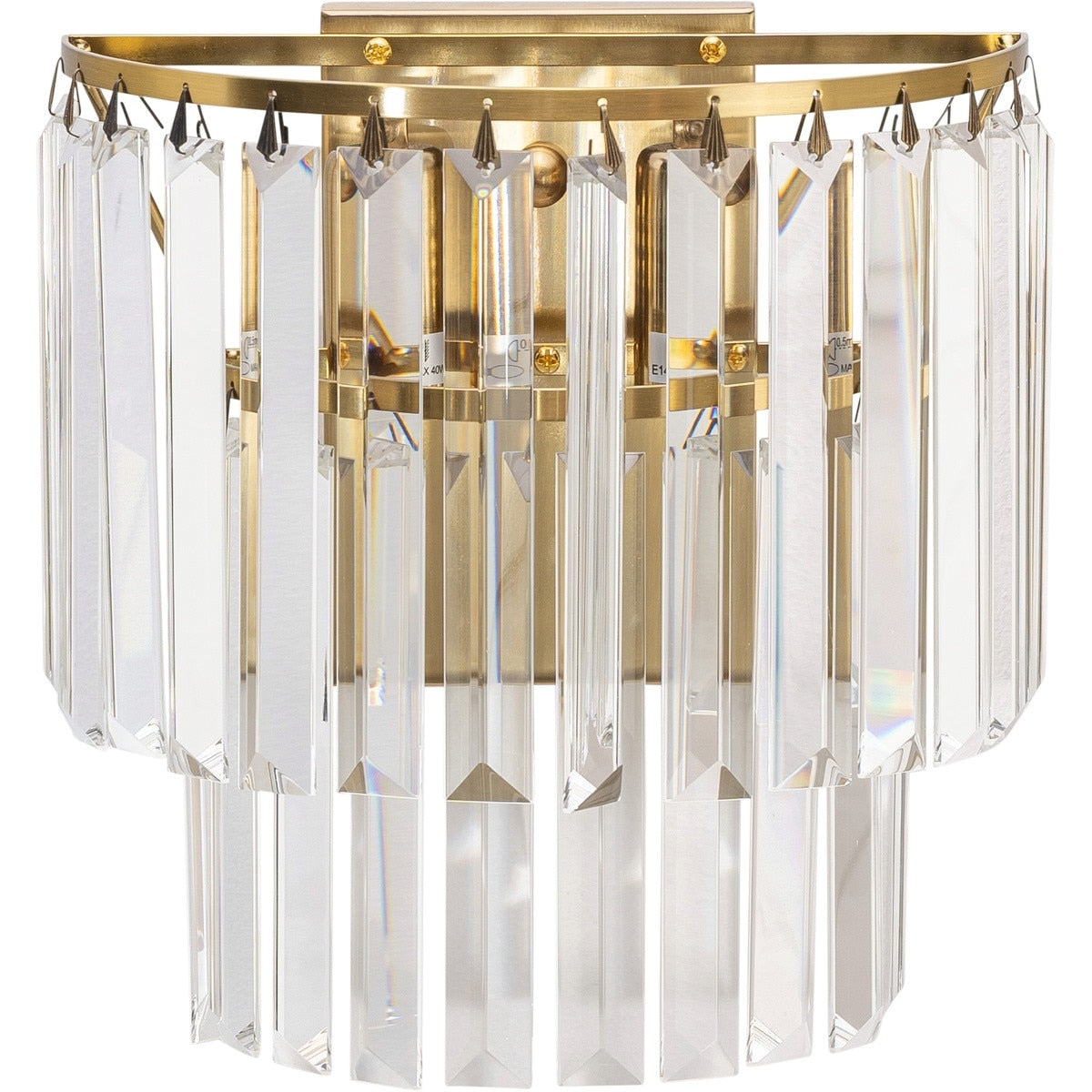 Celestial 2 Light 2 Tier Crystal Glass Wall Light Bracket Satin Brass & Clear - 1001601