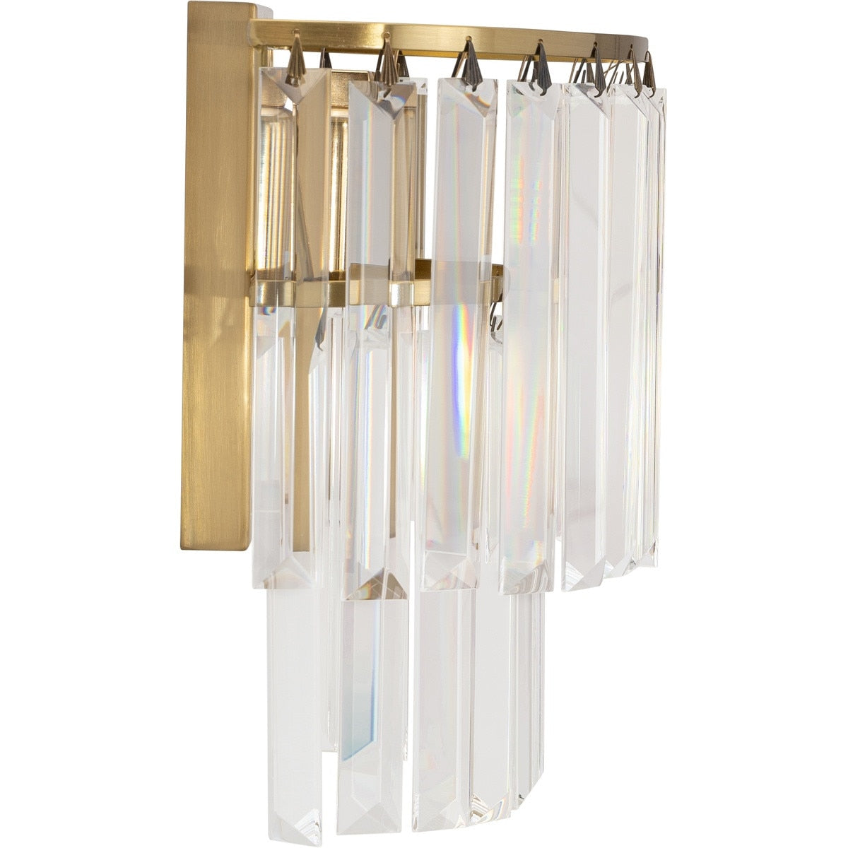 Celestial 2 Light 2 Tier Crystal Glass Wall Light Bracket Satin Brass & Clear - 1001601