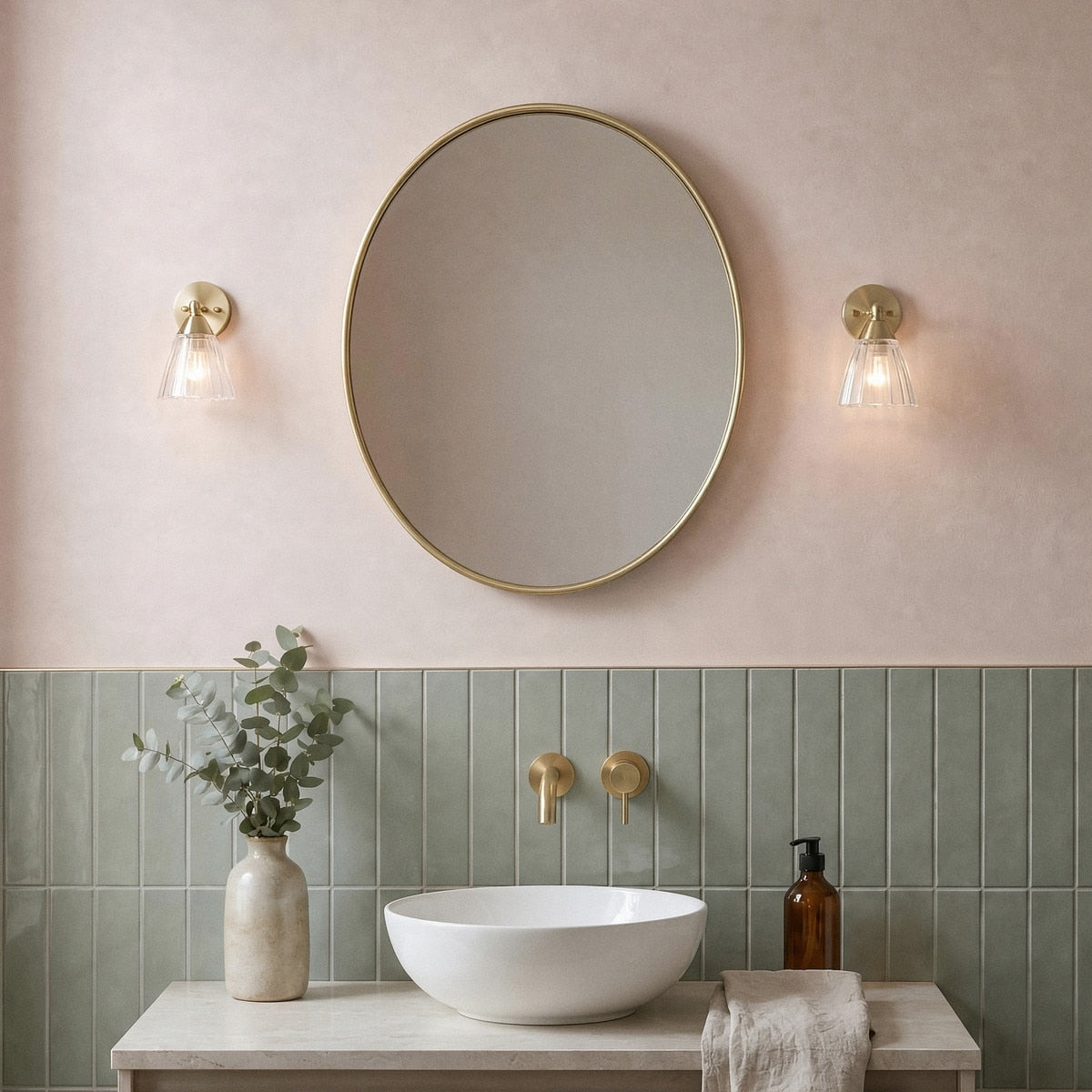 Summit Wall Light Bracket Satin Brass & Clear Ribbed - 1001607