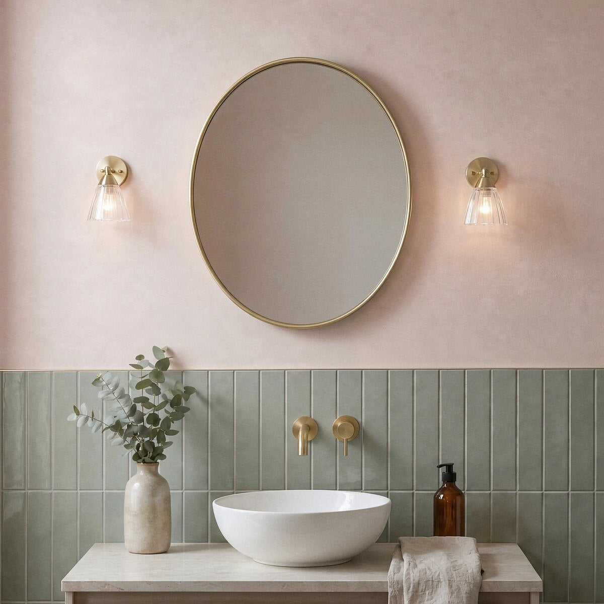 Summit Wall Light Bracket Satin Brass & Clear Ribbed - 1001607