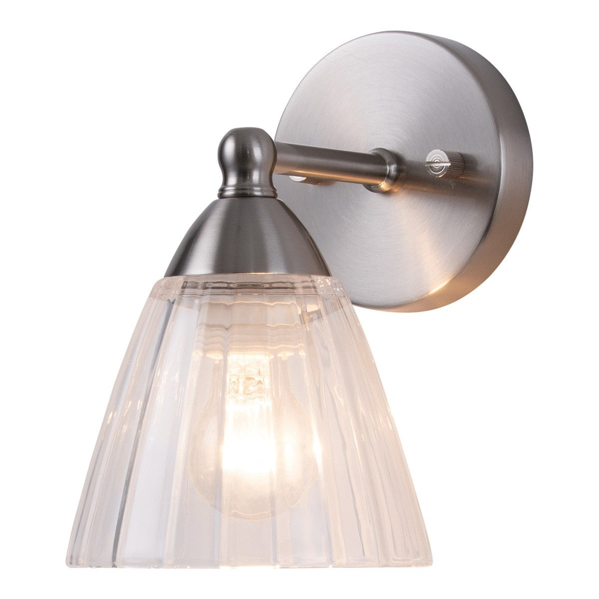 Summit Wall Light Bracket Brushed Nickel & Clear Ribbed - 1001608