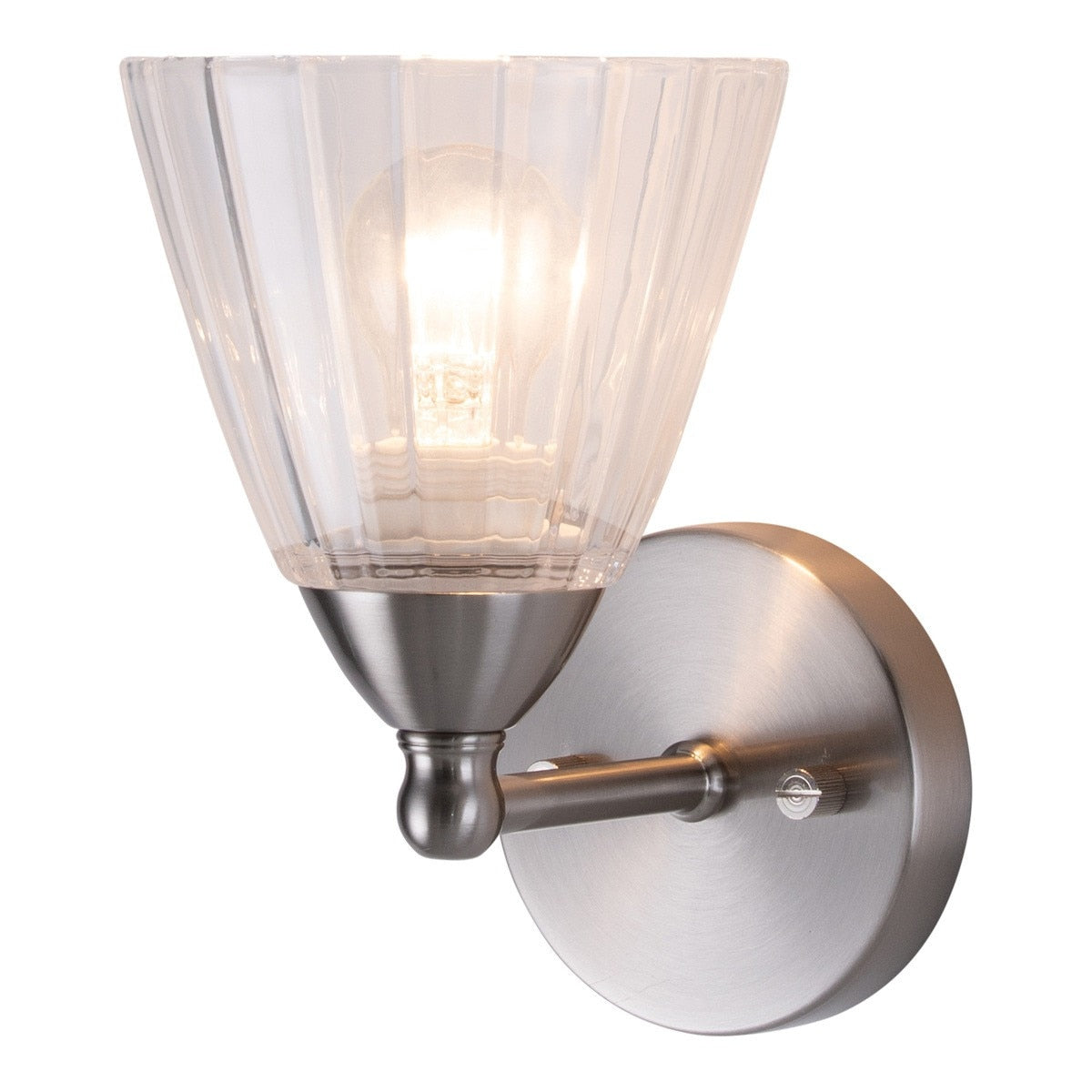 Summit Wall Light Bracket Brushed Nickel & Clear Ribbed - 1001608