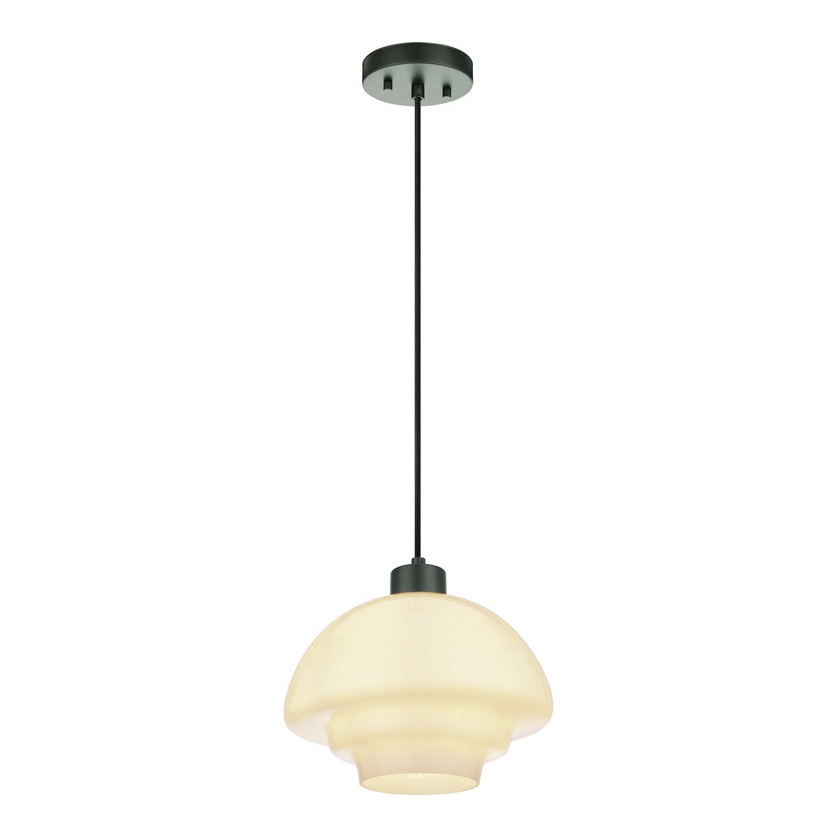 Fenwick Pendant Light Matt Black & Opal Gloss - 1001615