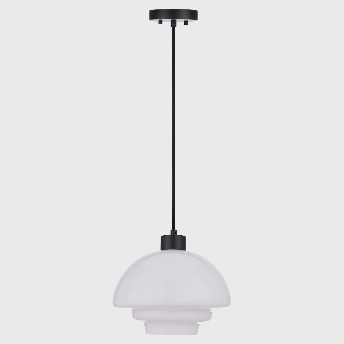 Fenwick Pendant Light Matt Black & Opal Gloss - 1001615
