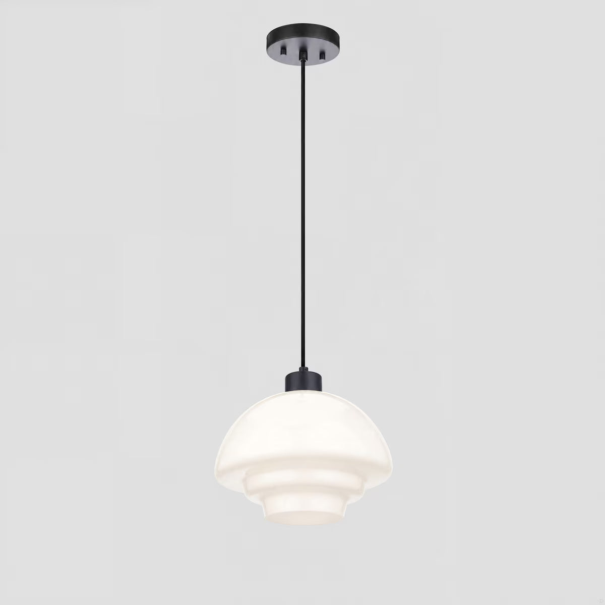 Fenwick Pendant Light Matt Black & Opal Gloss - 1001615