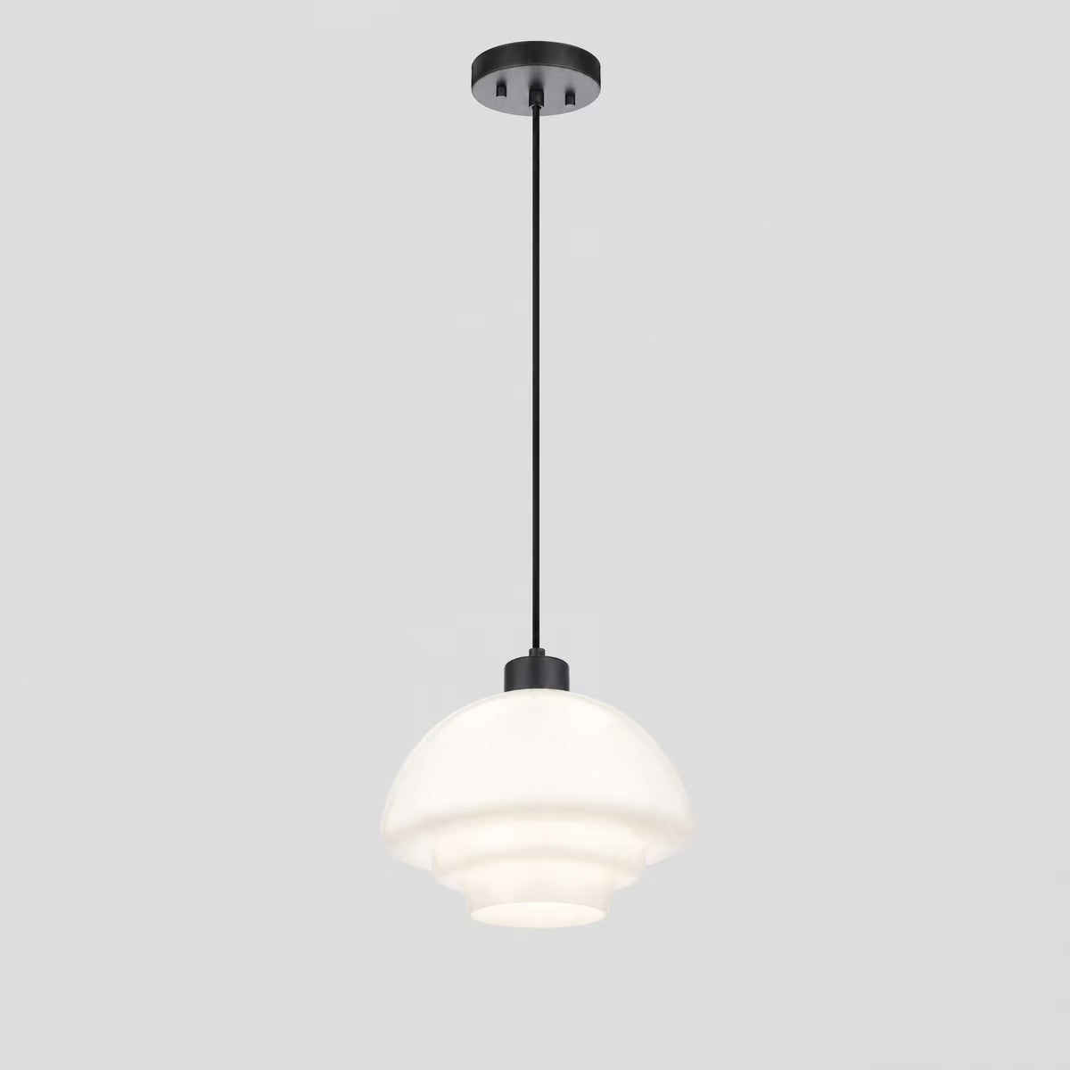 Fenwick Pendant Light Matt Black & Opal Gloss - 1001615