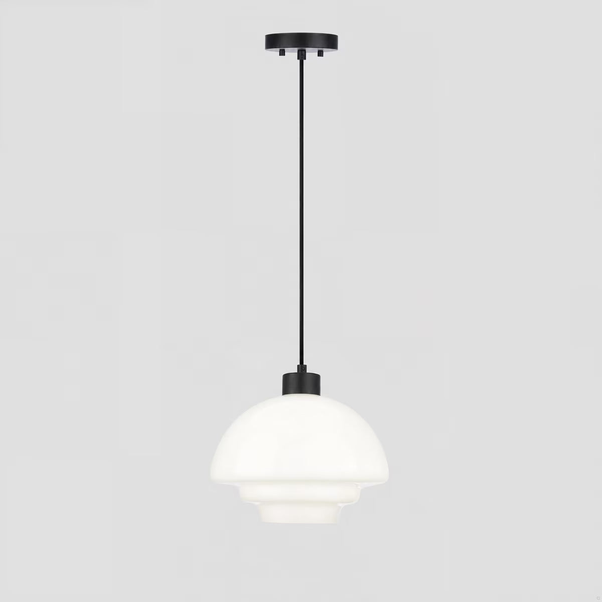 Fenwick Pendant Light Matt Black & Opal Gloss - 1001615