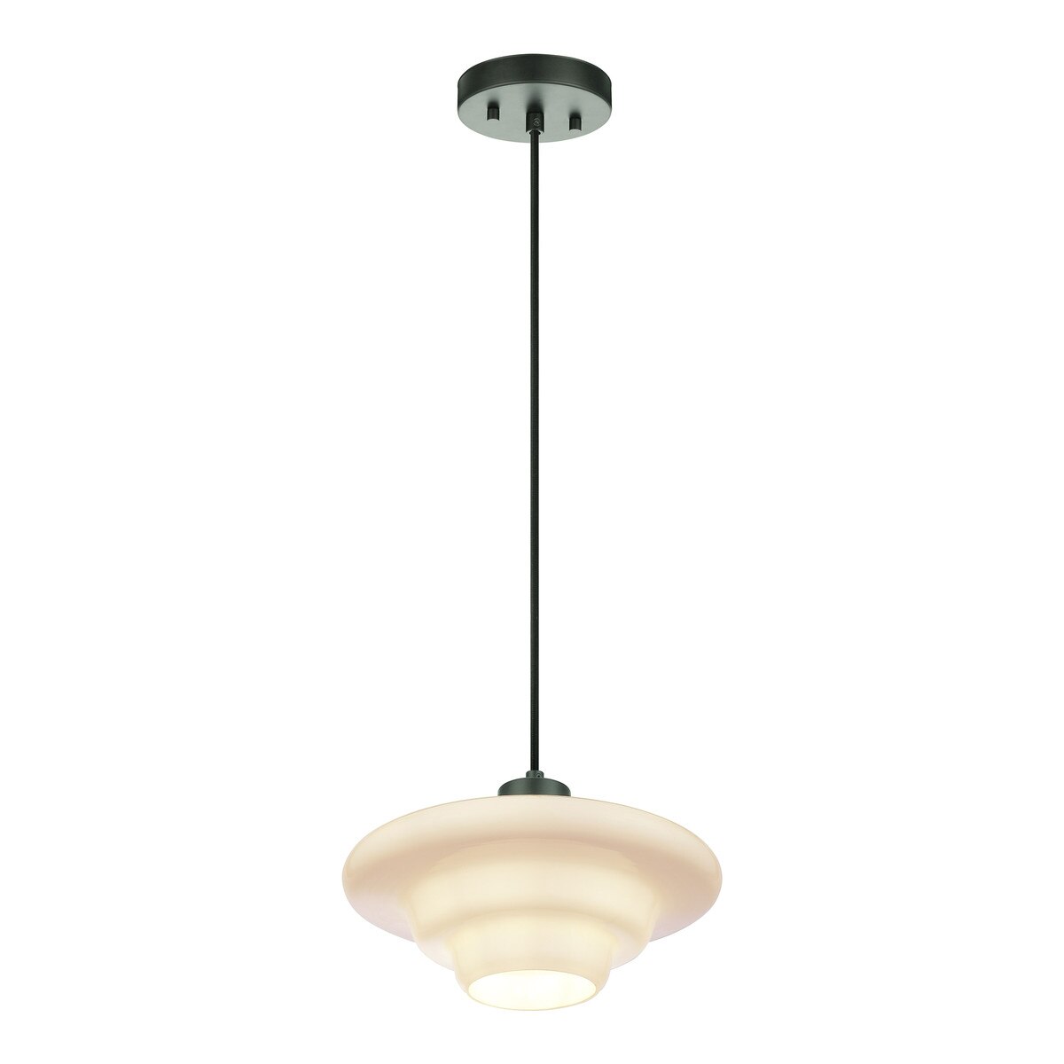Haywood Pendant Light Matt Black & Opal Gloss - 1001619