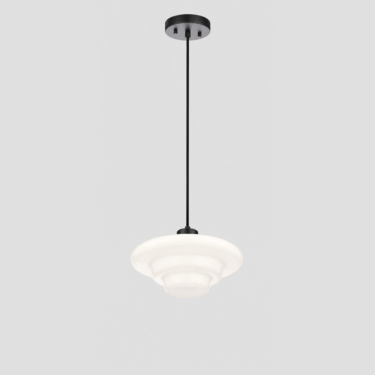 Haywood Pendant Light Matt Black & Opal Gloss - 1001619