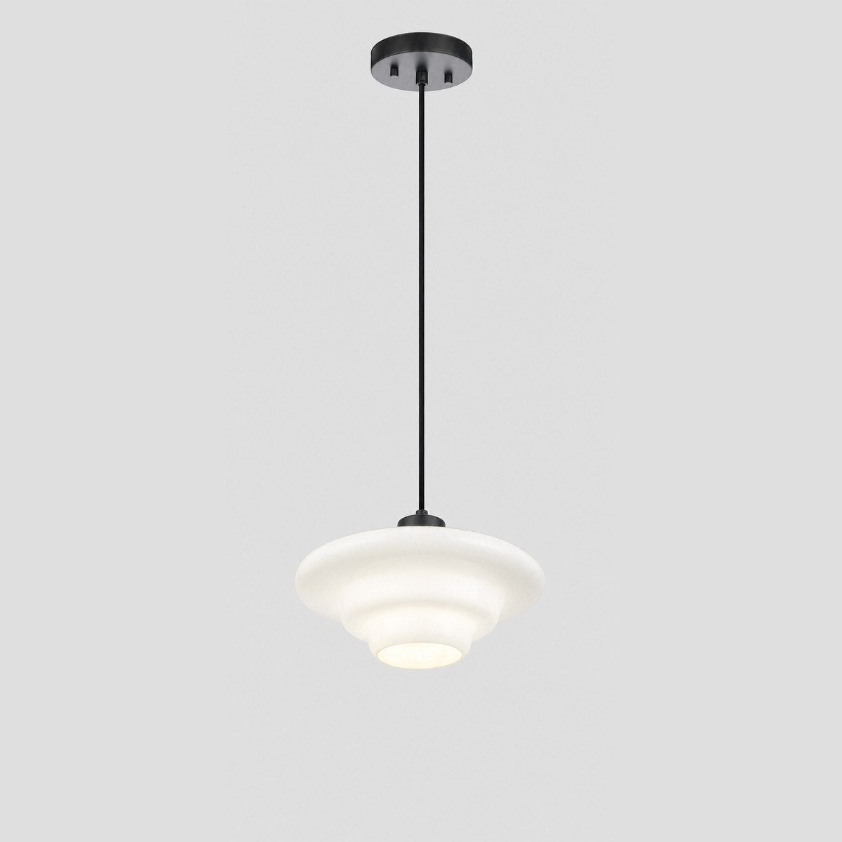 Haywood Pendant Light Matt Black & Opal Gloss - 1001619