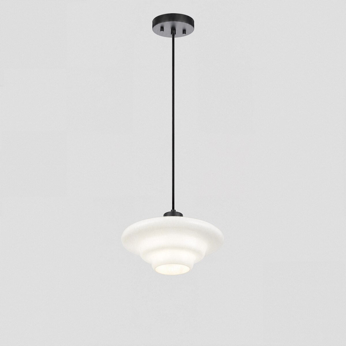 Haywood Pendant Light Matt Black & Opal Gloss - 1001619