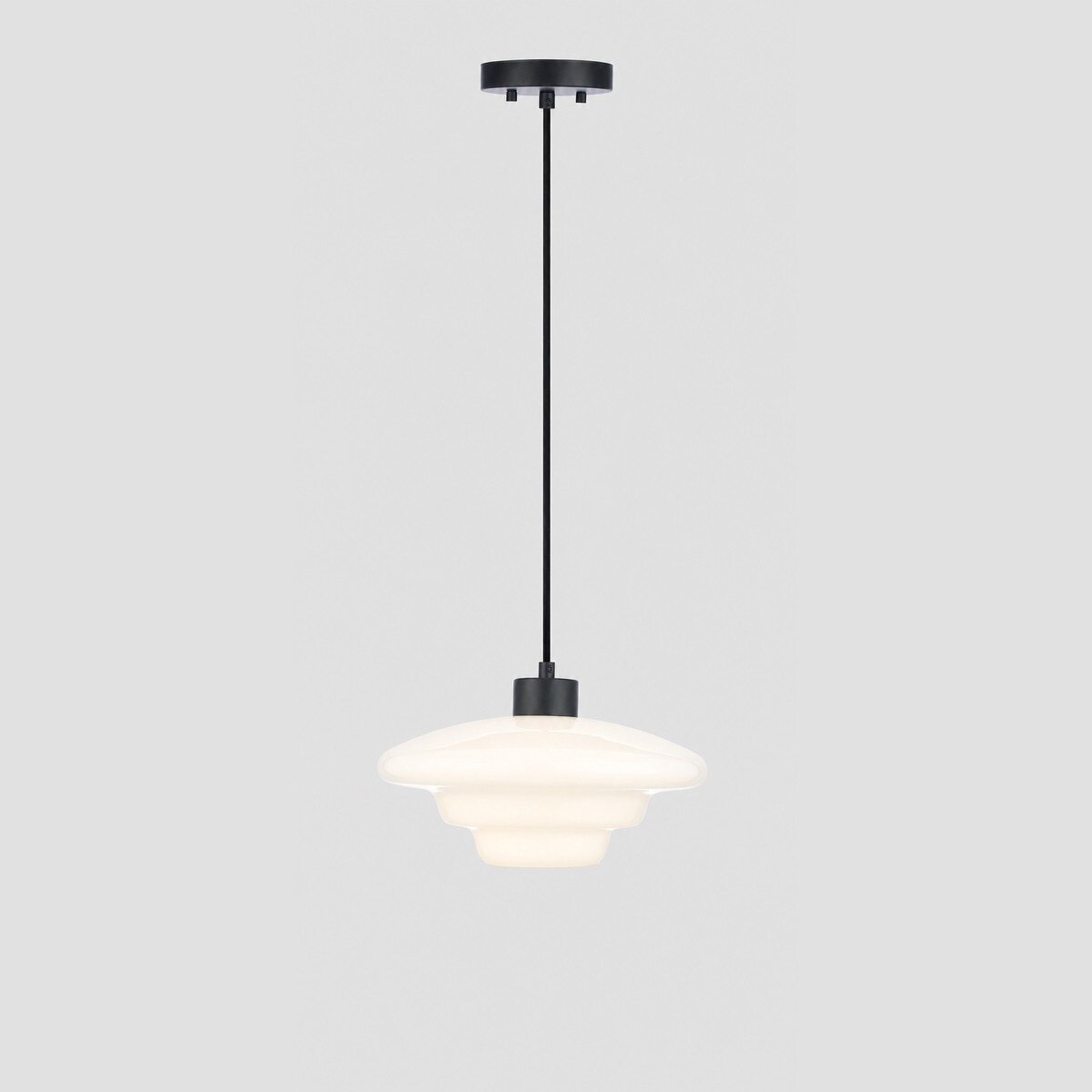 Haywood Pendant Light Matt Black & Opal Gloss - 1001619