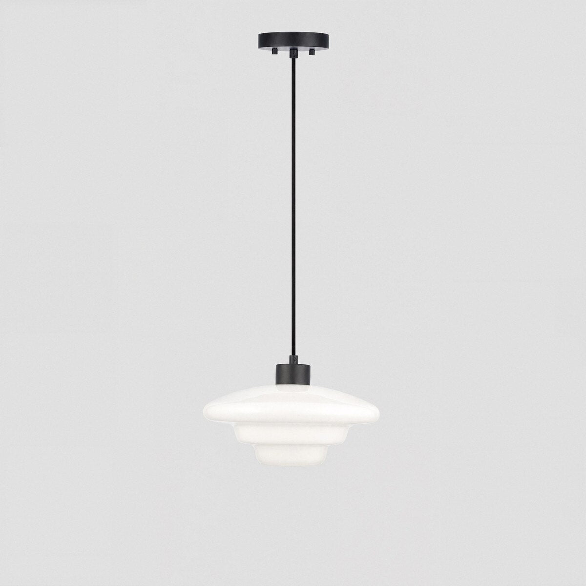 Haywood Pendant Light Matt Black & Opal Gloss - 1001619