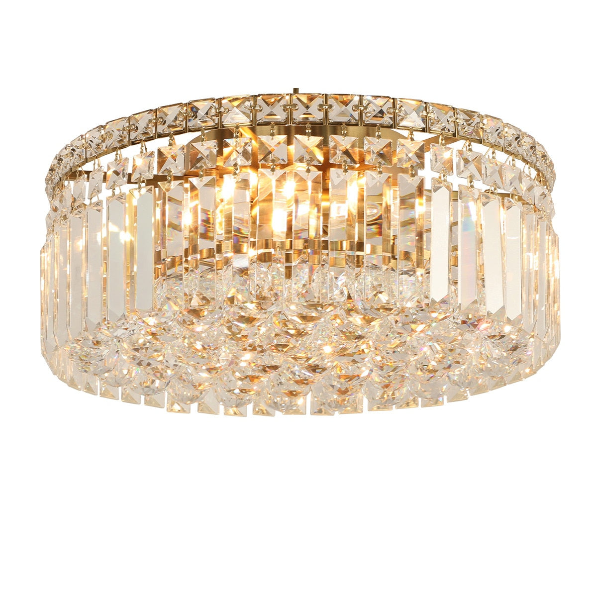 Rotondo Medium 5 Light Flush Mount Light Satin Brass & Clear - 1001621