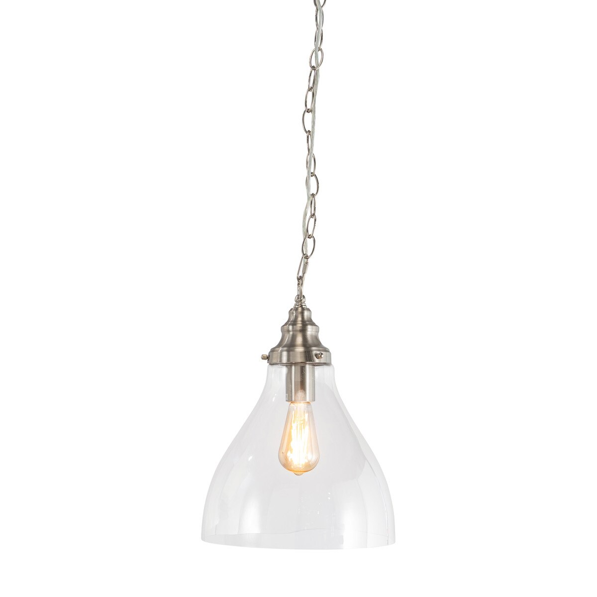 Keys Chain Small Pendant Light Brushed Nickel & Clear - 1001656