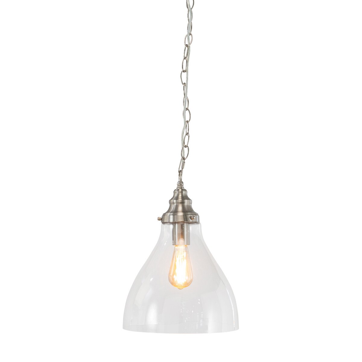 Keys Chain Small Pendant Light Brushed Nickel & Clear - 1001656