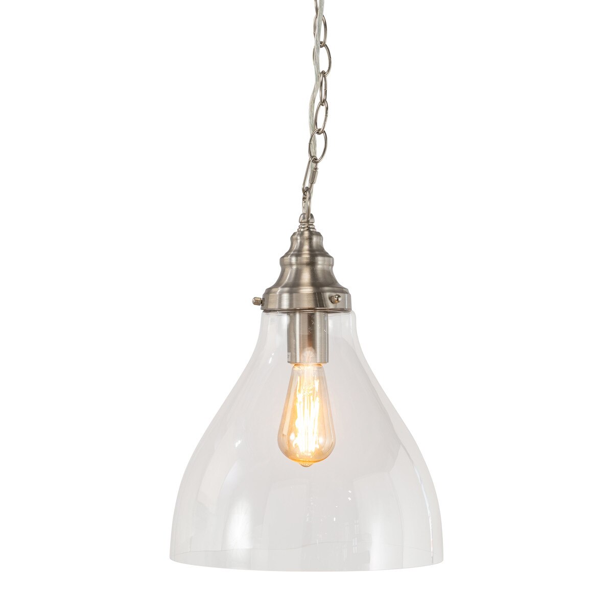 Keys Chain Small Pendant Light Brushed Nickel & Clear - 1001656