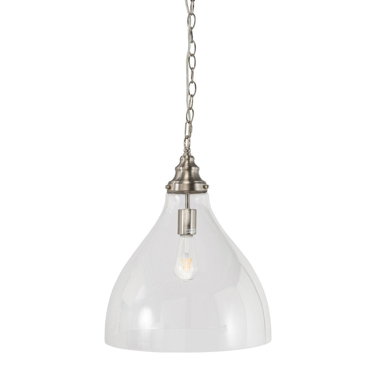 Keys Chain Large Pendant Light Brushed Nickel & Clear - 1001657