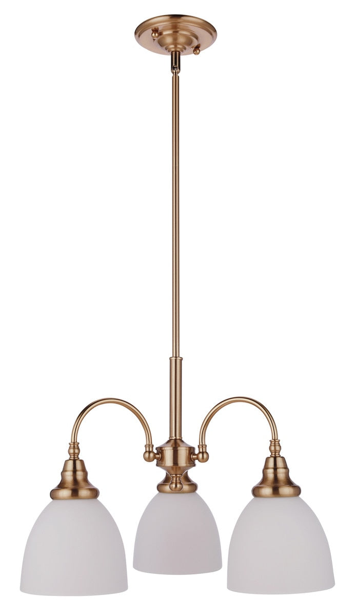 Benson 3 Light Pendant Light Arms Down Satin Brass & Opal Matt - 1001670
