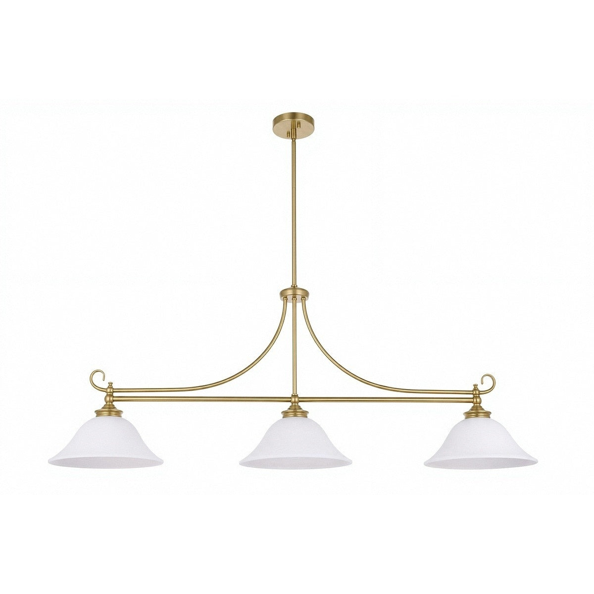 Dallas 3 Light Bench Pendant Light Satin Brass & Opal Matt - 1001675