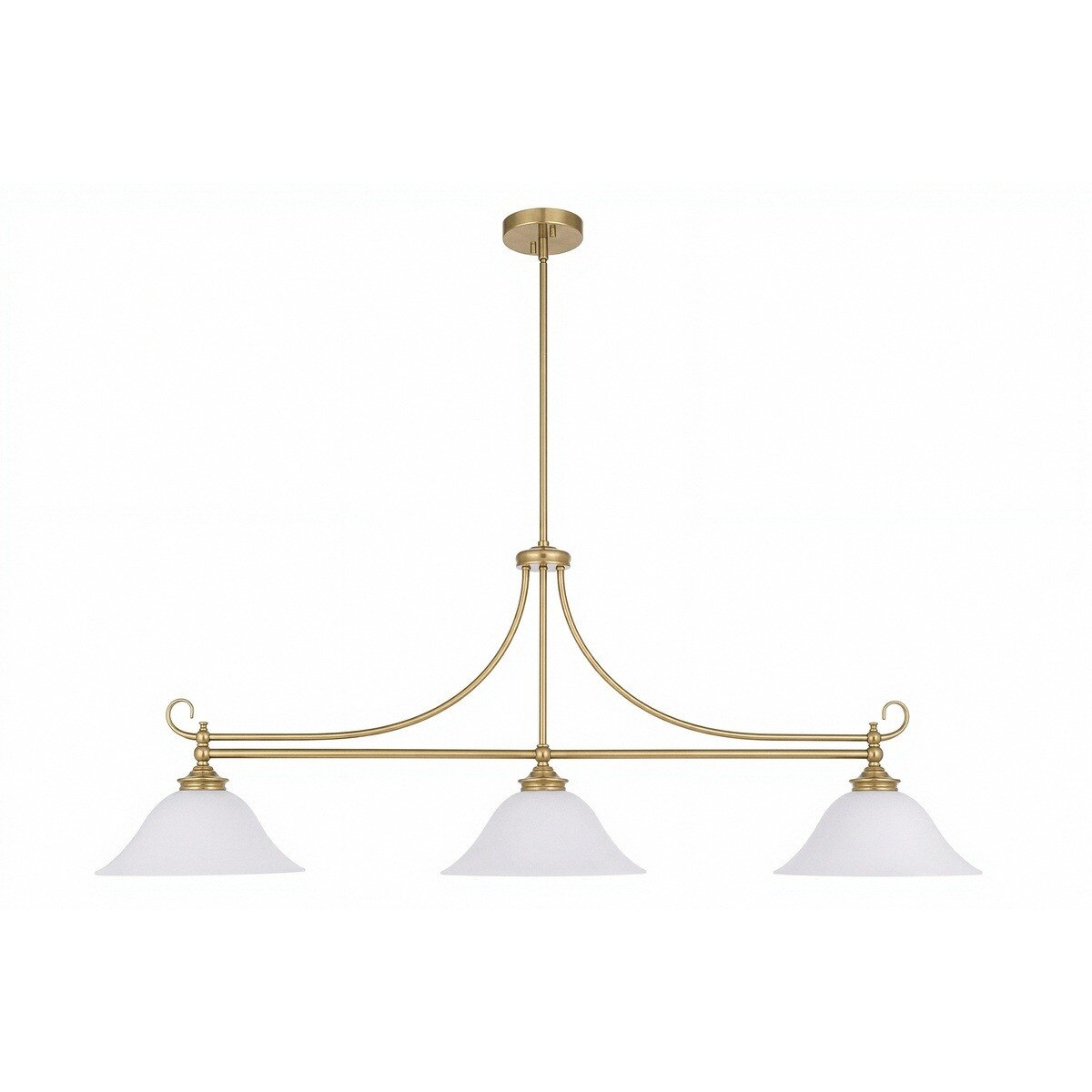 Dallas 3 Light Bench Pendant Light Satin Brass & Opal Matt - 1001675