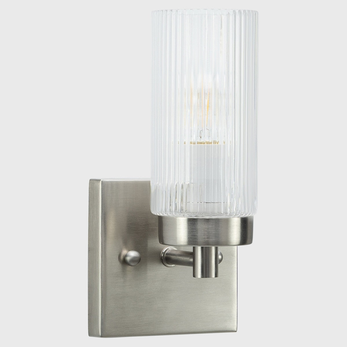 Chester Wall Light Bracket Brushed Nickel & Clear Ribbed - 1001701