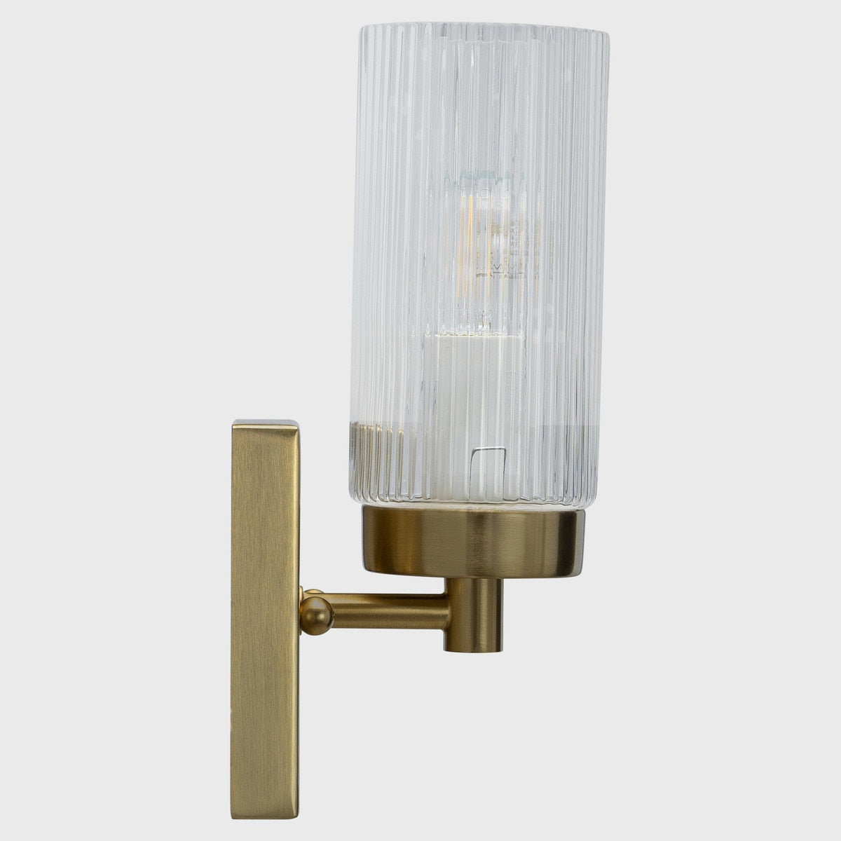 Chester Wall Light Bracket Satin Brass & Clear Ribbed - 1001702
