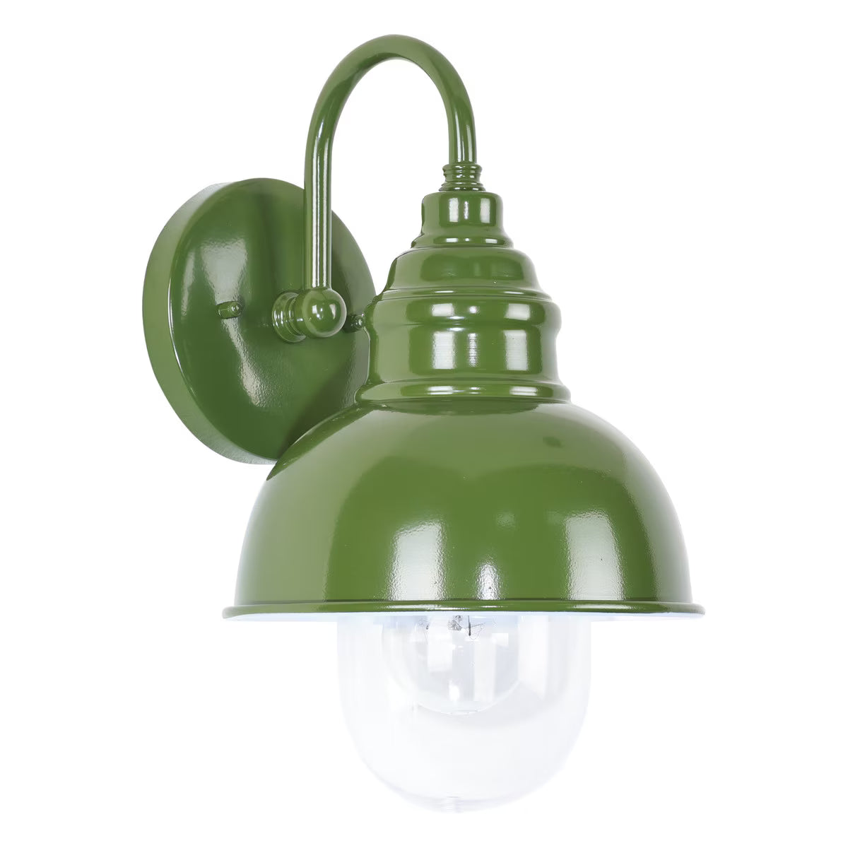 Parkway Small Outdoor Wall Light Olive Green & Clear - 1001703