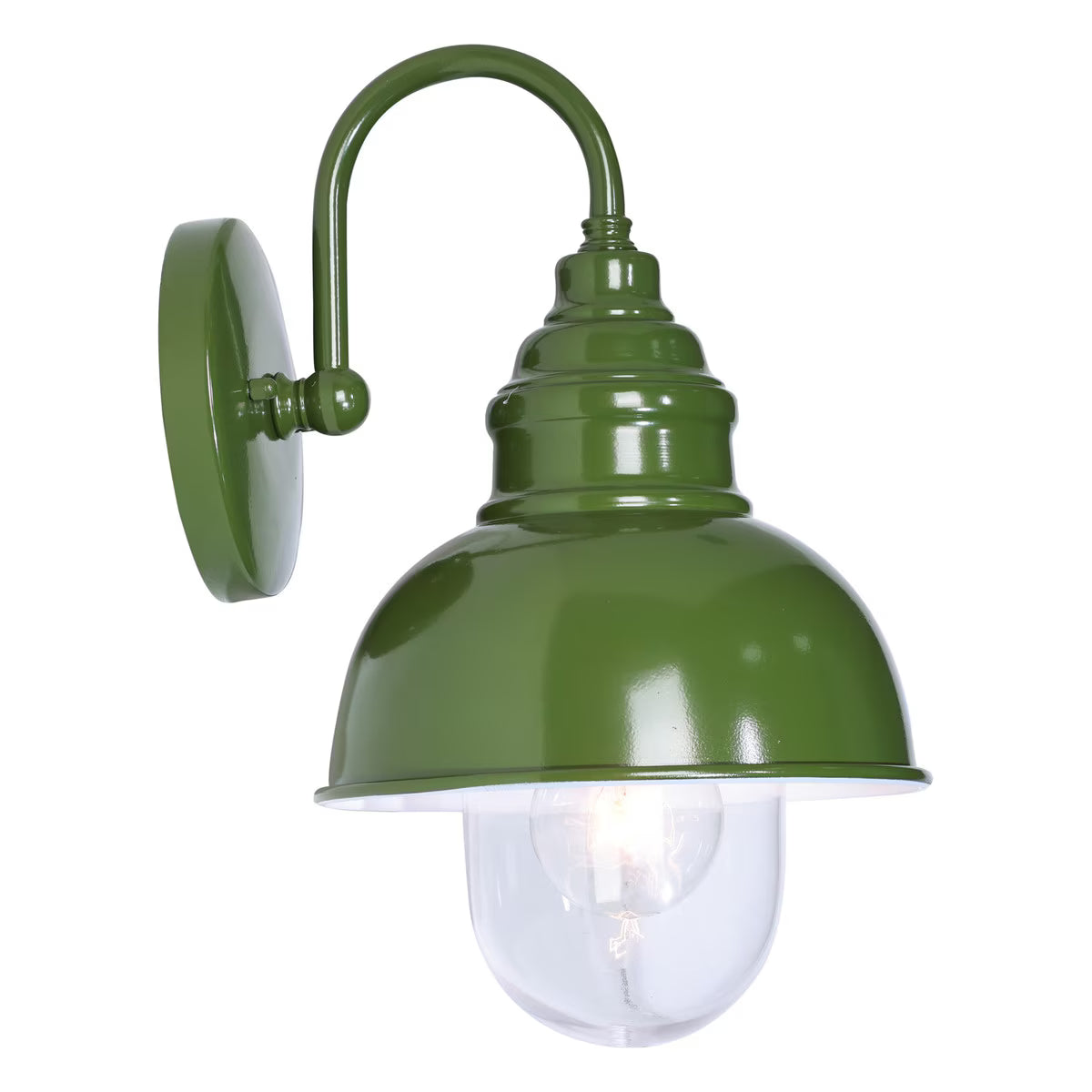Parkway Small Outdoor Wall Light Olive Green & Clear - 1001703