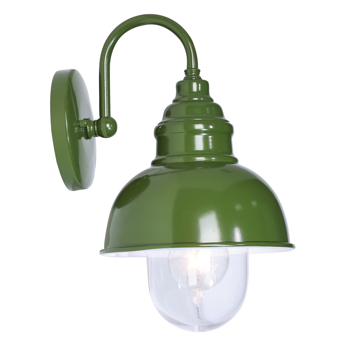 Parkway Small Outdoor Wall Light Olive Green & Clear - 1001703