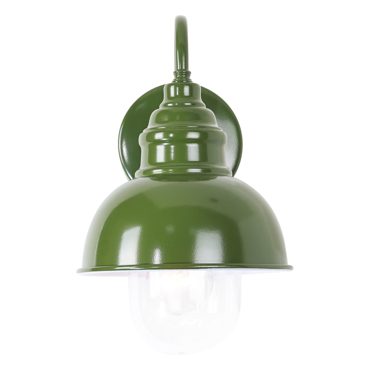 Parkway Small Outdoor Wall Light Olive Green & Clear - 1001703
