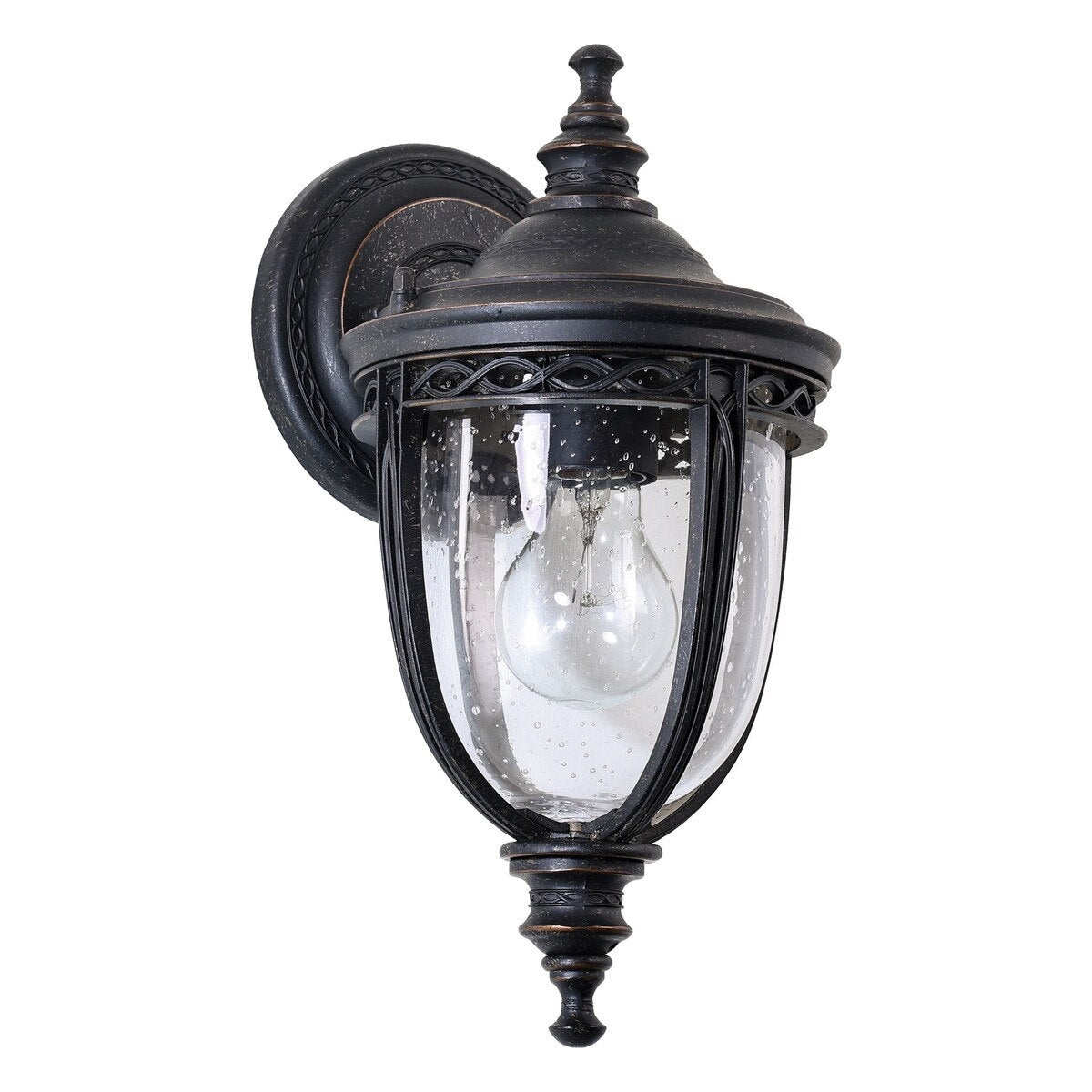Keppel Small Outdoor Wall Light Antique Bronze & Clear - 1001709