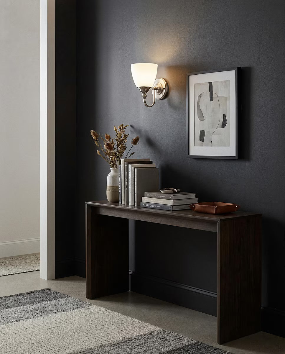 Nova Wall Light Bracket Brushed Nickel & Opal Matt - 1001711