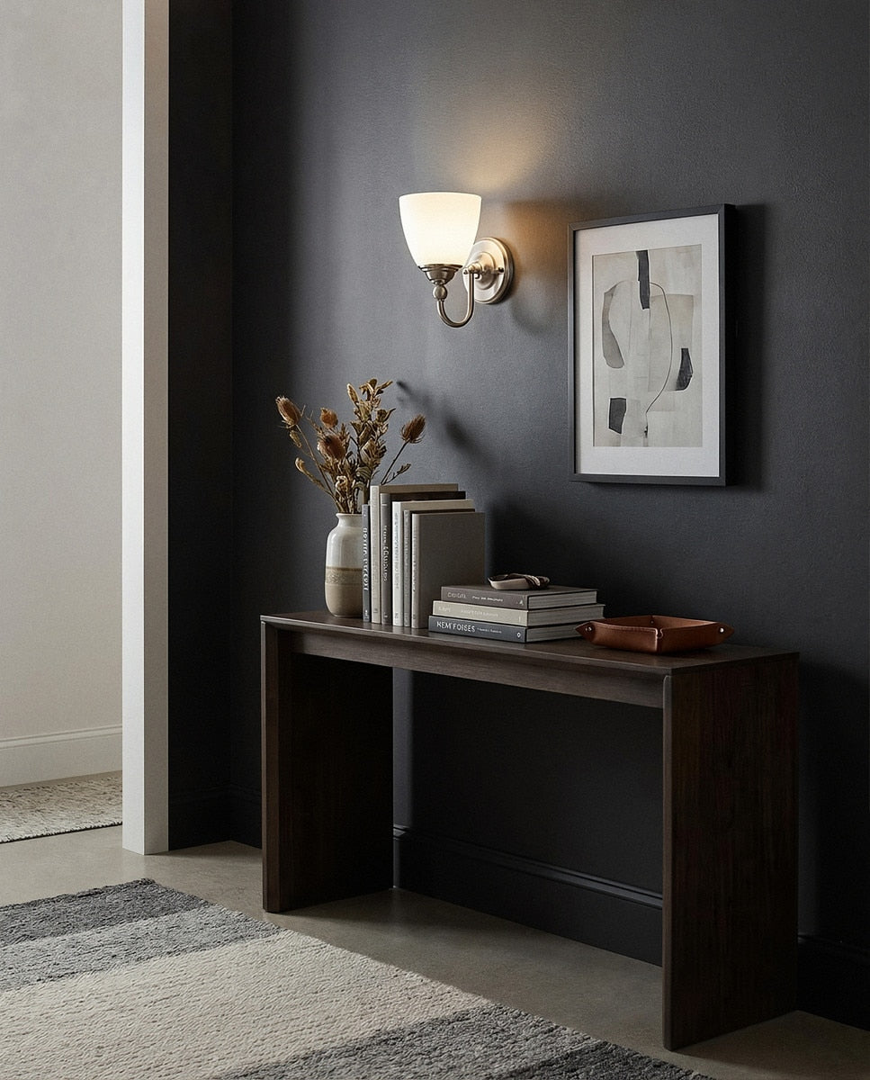 Nova Wall Light Bracket Brushed Nickel & Opal Matt - 1001711