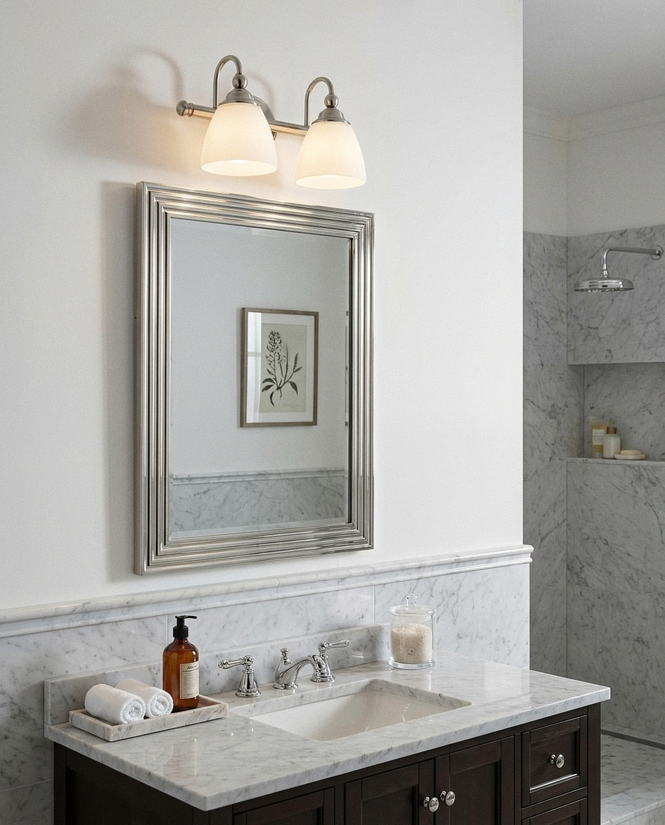 Nova 2 Light Wall Light Bracket Brushed Nickel & Opal Matt - 1001712
