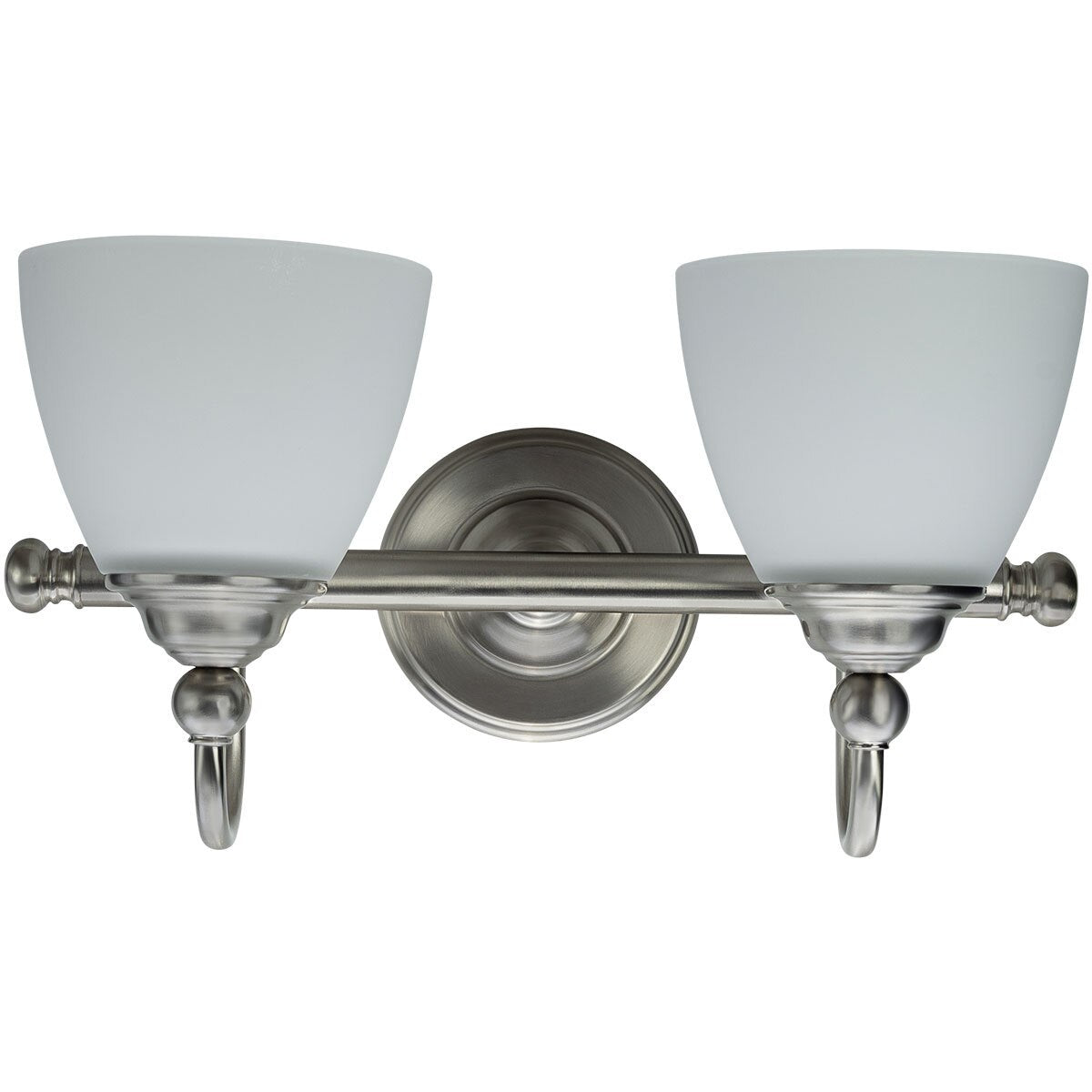 Nova 2 Light Wall Light Bracket Brushed Nickel & Opal Matt - 1001712