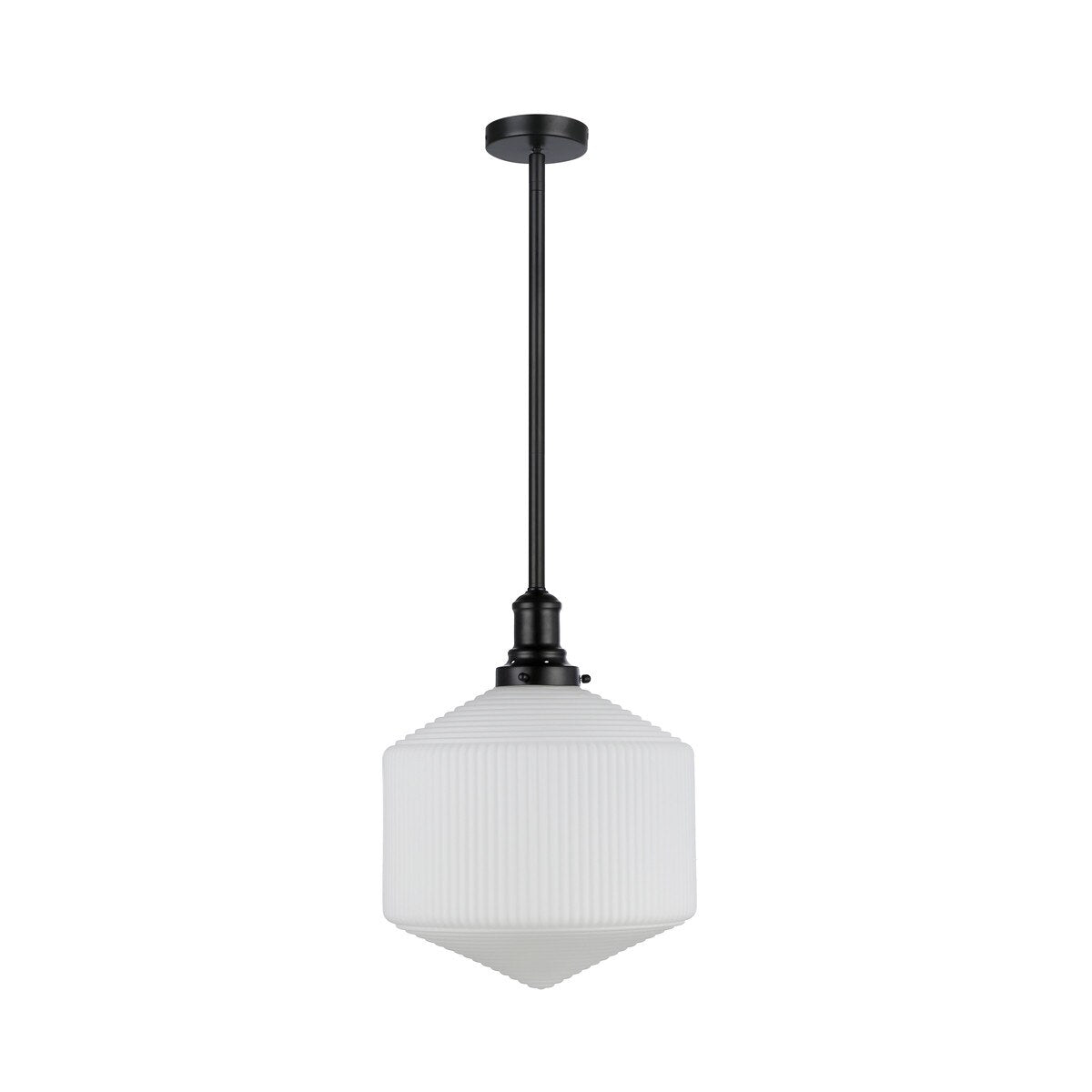 Jefferson Large Rod Pendant Light Matt Black & Opal Matt - 1001716