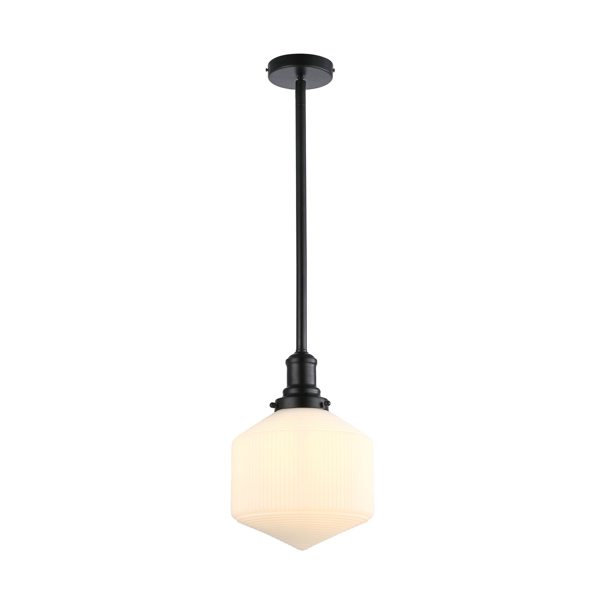 Jefferson Small Rod Pendant Light Matt Black & Opal Matt - 1001717